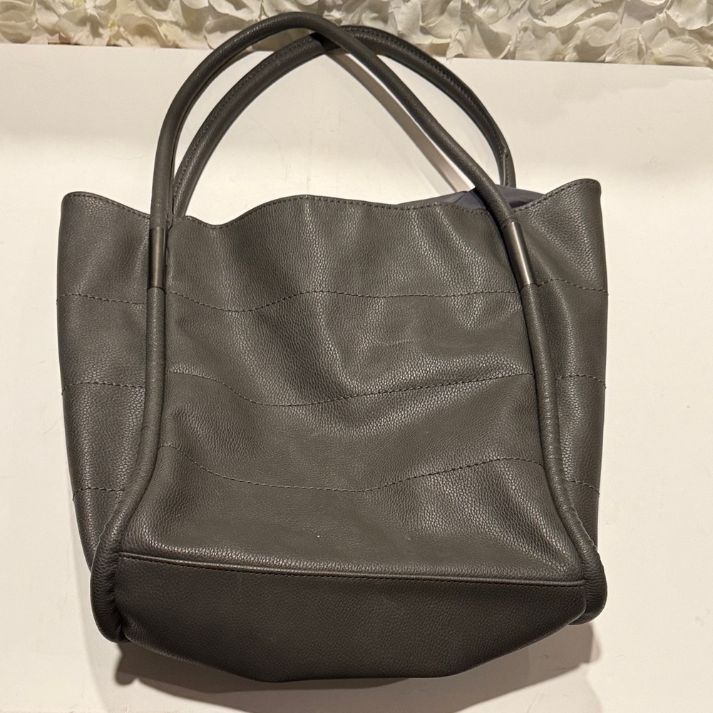 Neiman Marcus Charcoal Leather Tote